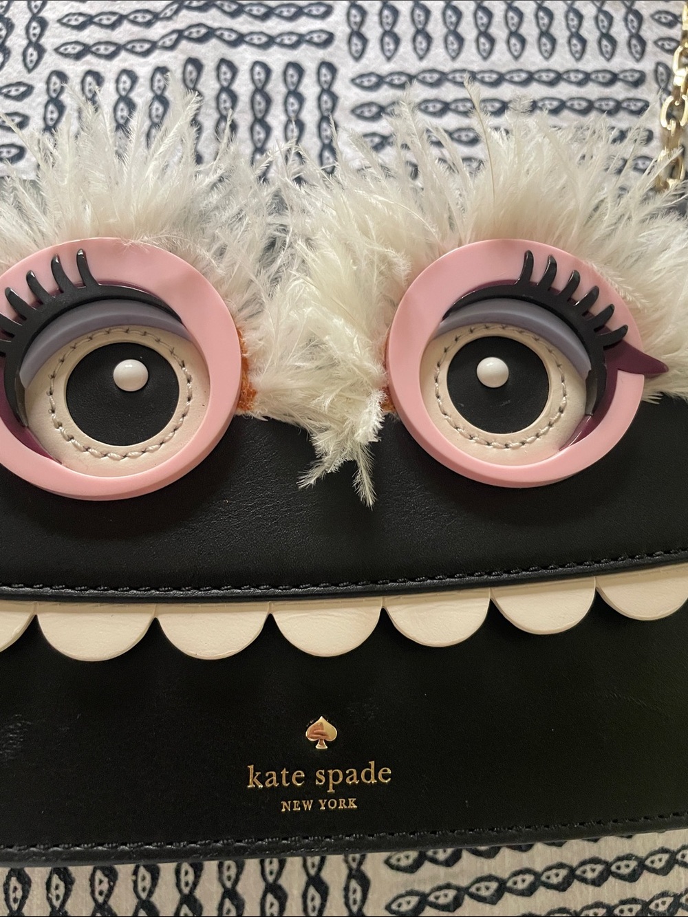 kate spade Black Crossbody with Pink Faux-Fur Eye Details - Picture 5 of 13
